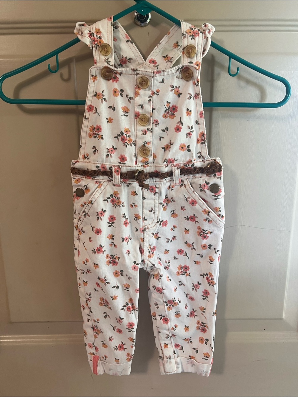 Floral Baby Overalls - Pink & Peach Flowers
